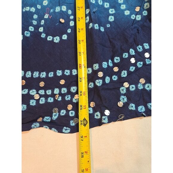 Handmade Blue boho‎ midi skirt adjustable tie waist mirror sequins One Size New - Picture 11 of 15